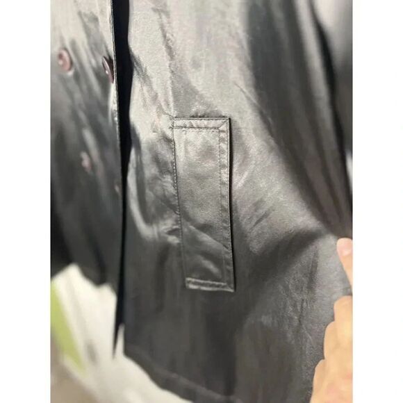 Aeros Double Breasted‎ Silky Black Trench Coat Women’s Size M - Picture 6 of 9